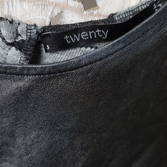 Twenty Y2k Leather Trim Knit Top Black and Grey Size Small - Picture 2 of 8